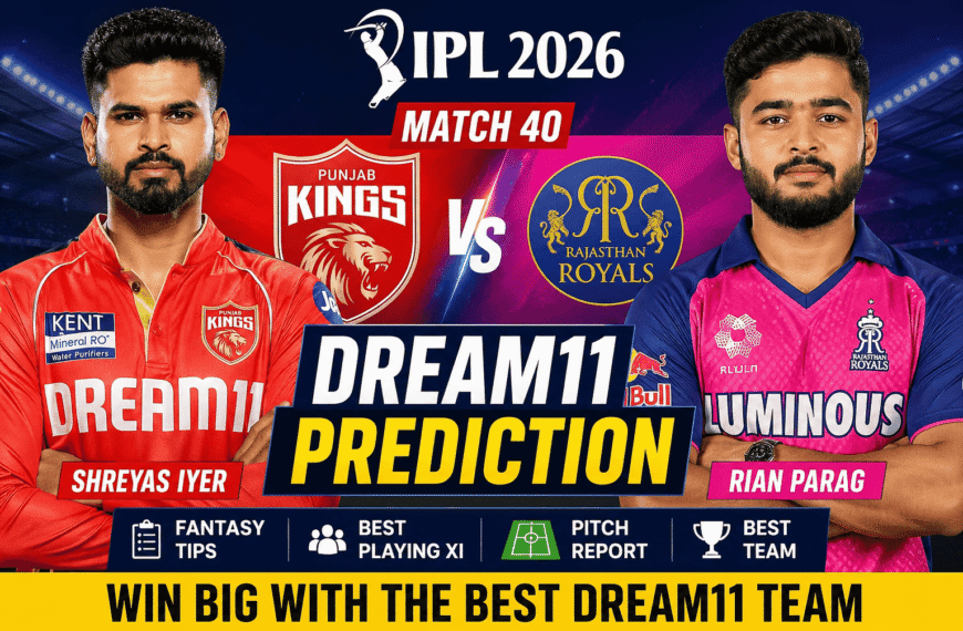 PBKS vs RR Dream11 Prediction Today Match 40 IPL 2026