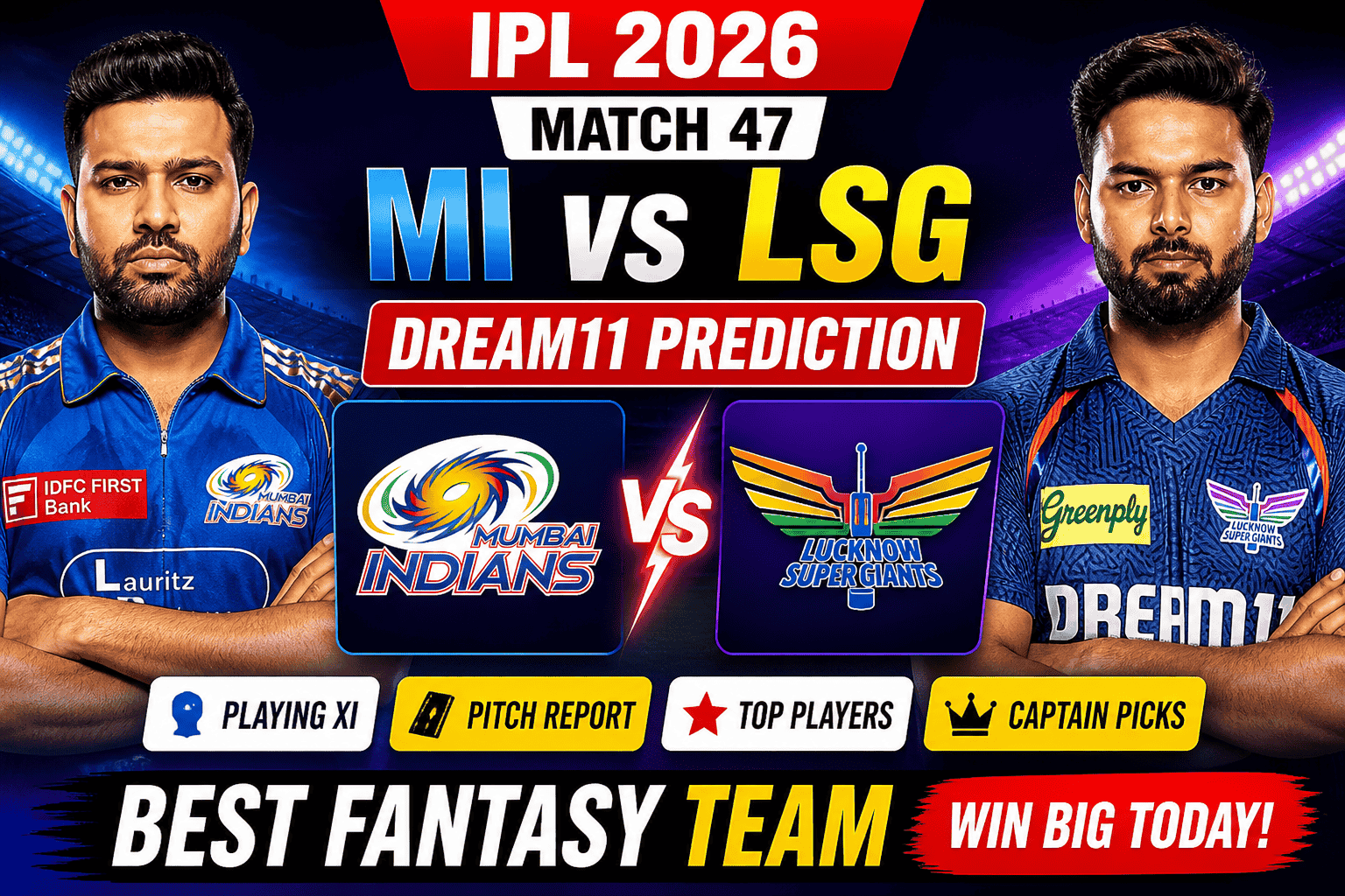 MI vs LSG Dream11 Prediction Today